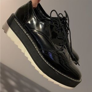 Zara Black Patent Platform Loafers